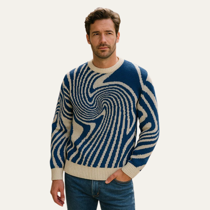 Colorful Swirl Design Mens Knit Sweater