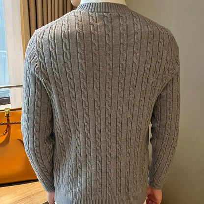 Soft Grey Men's Merino Wool Crew Neck Sweater