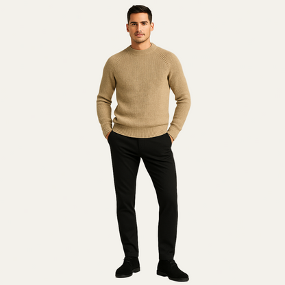 Men's Crew Neck Thick Cable Knit Jumper Sweater