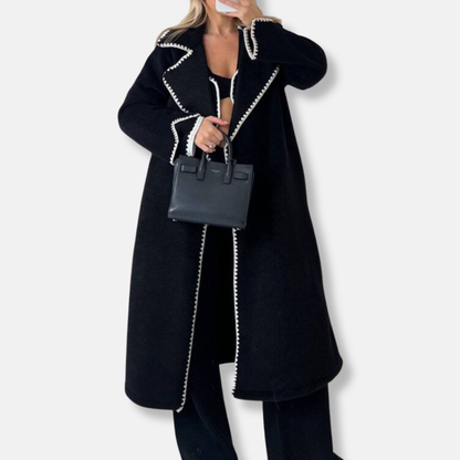 Warm Women's Oversized Wool Coat with Notched Collar