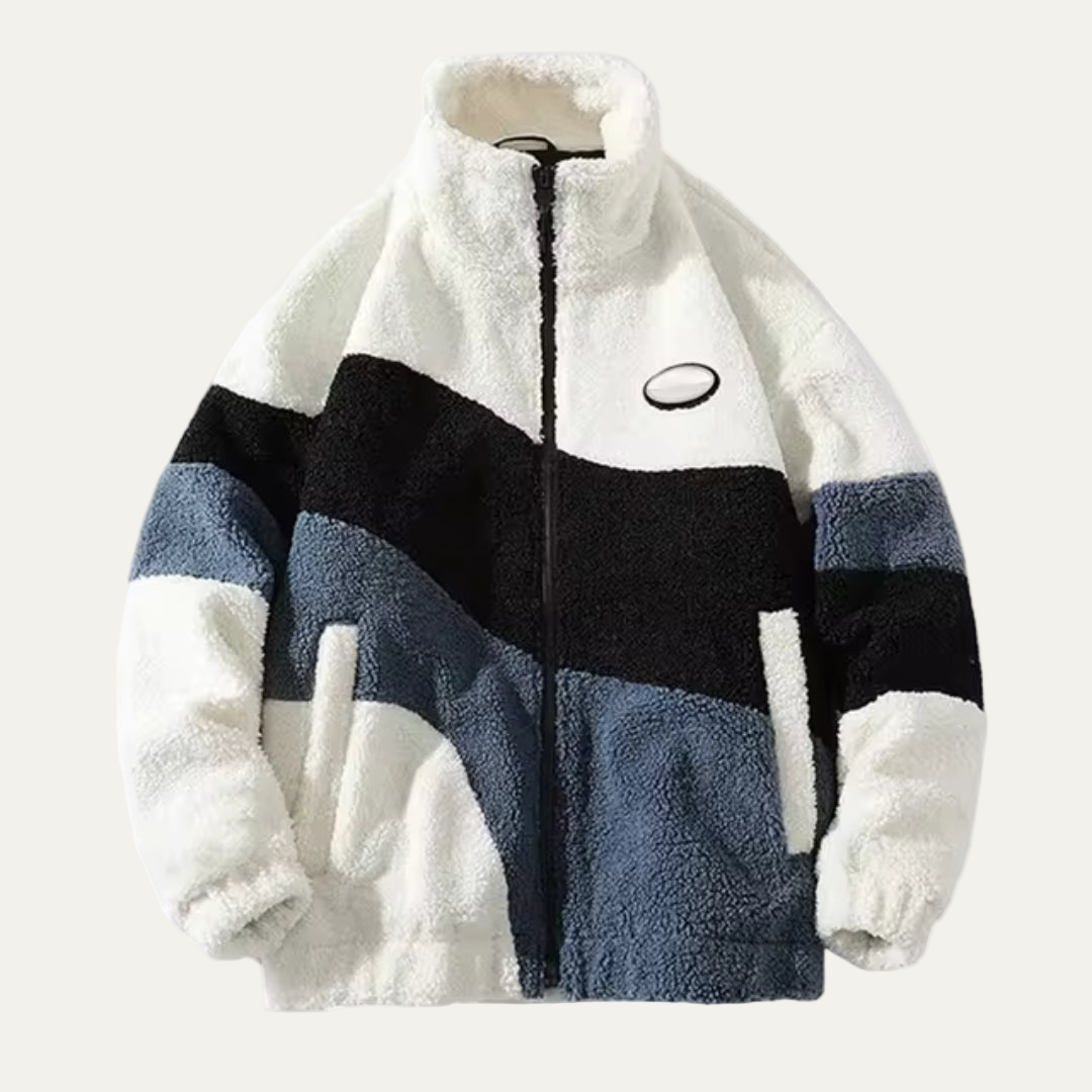 Men's Warm Graphic High Neck Fleece Jacket