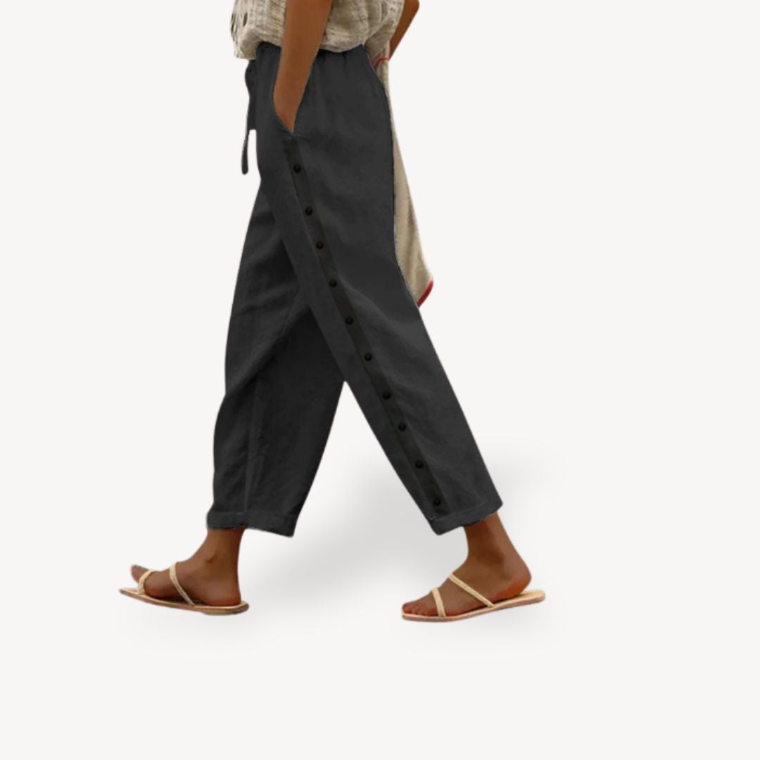 Relaxed Fit Ladies Button Trousers