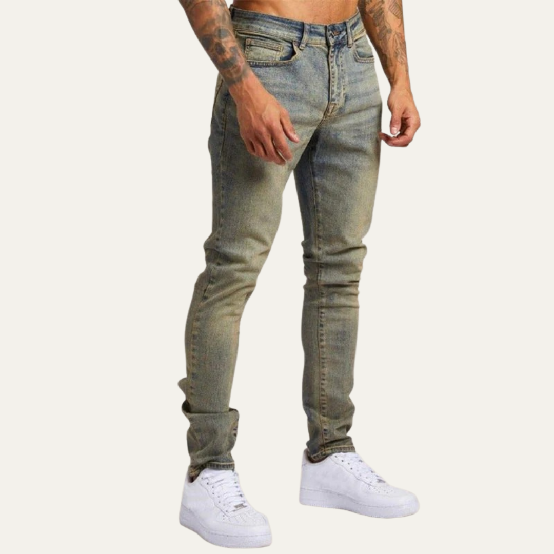 Men's Ripped Slim Fit Low Rise Jeans