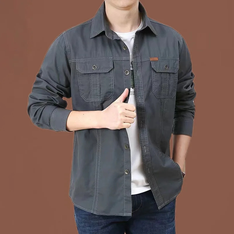 Comfortable Casual Button Down Work Shirt with Pockets