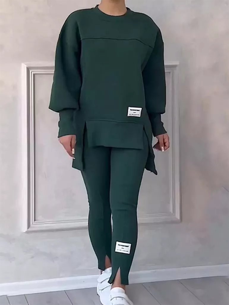 Cozy Ladies Patchwork Jumper and Legging Set