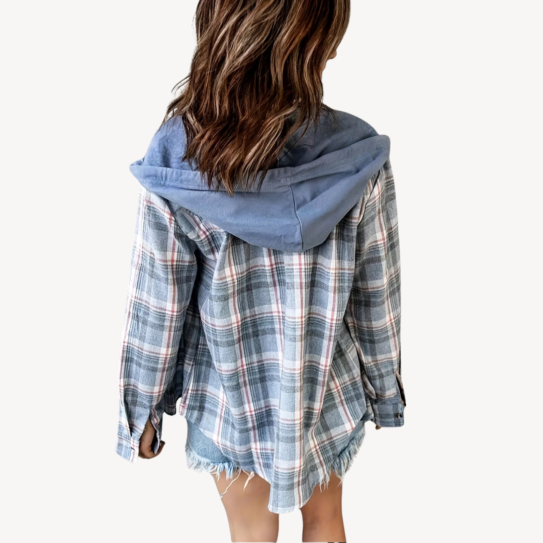 Ladies' Checked Hooded Shirt Jacket