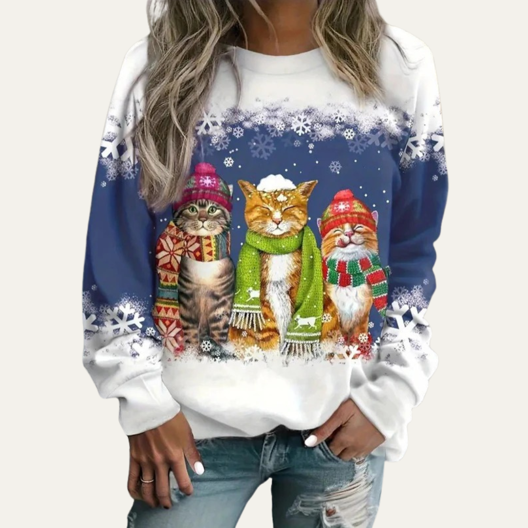Cozy Animal Print Crew Neck Sweater