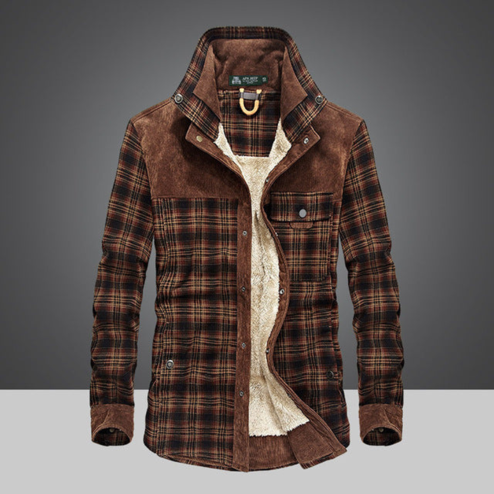 Warm Plaid Shirt Jacket for Men