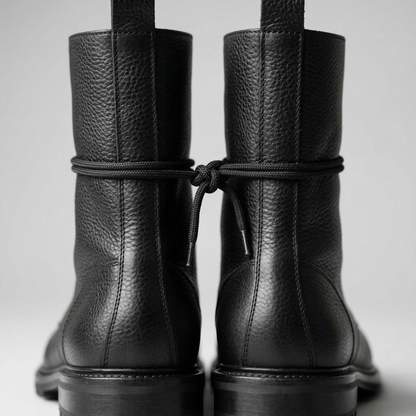 Trendy Leather Ankle Boots with Laces Combat Style