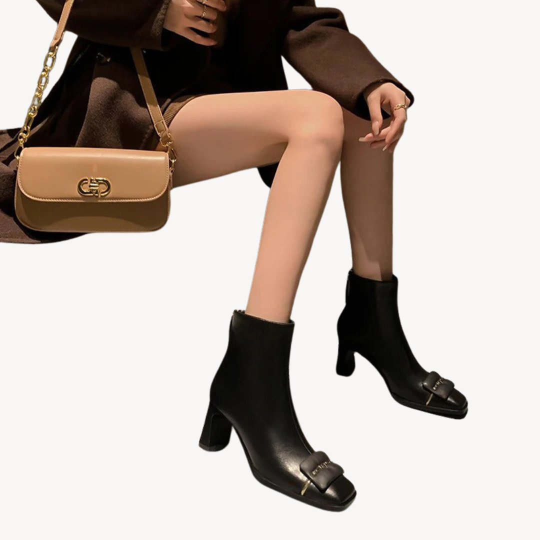 Comfortable Women's Ankle Boots with Buckle Detail