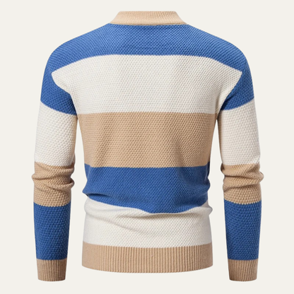 Colourful Patchwork Cable Knit Men's Sweater