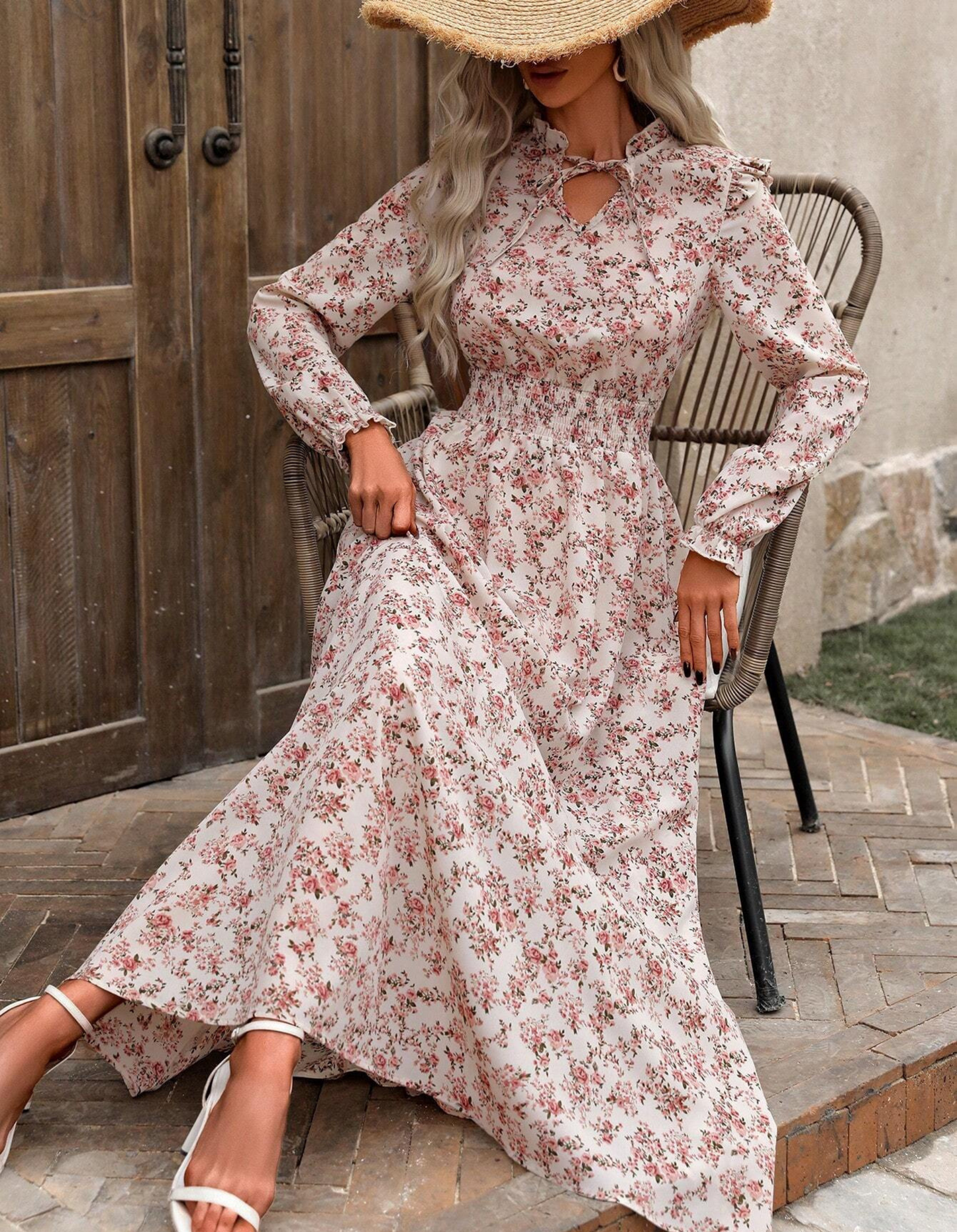 Beautiful Floral A-Line Maxi Dress - OutfitLondon