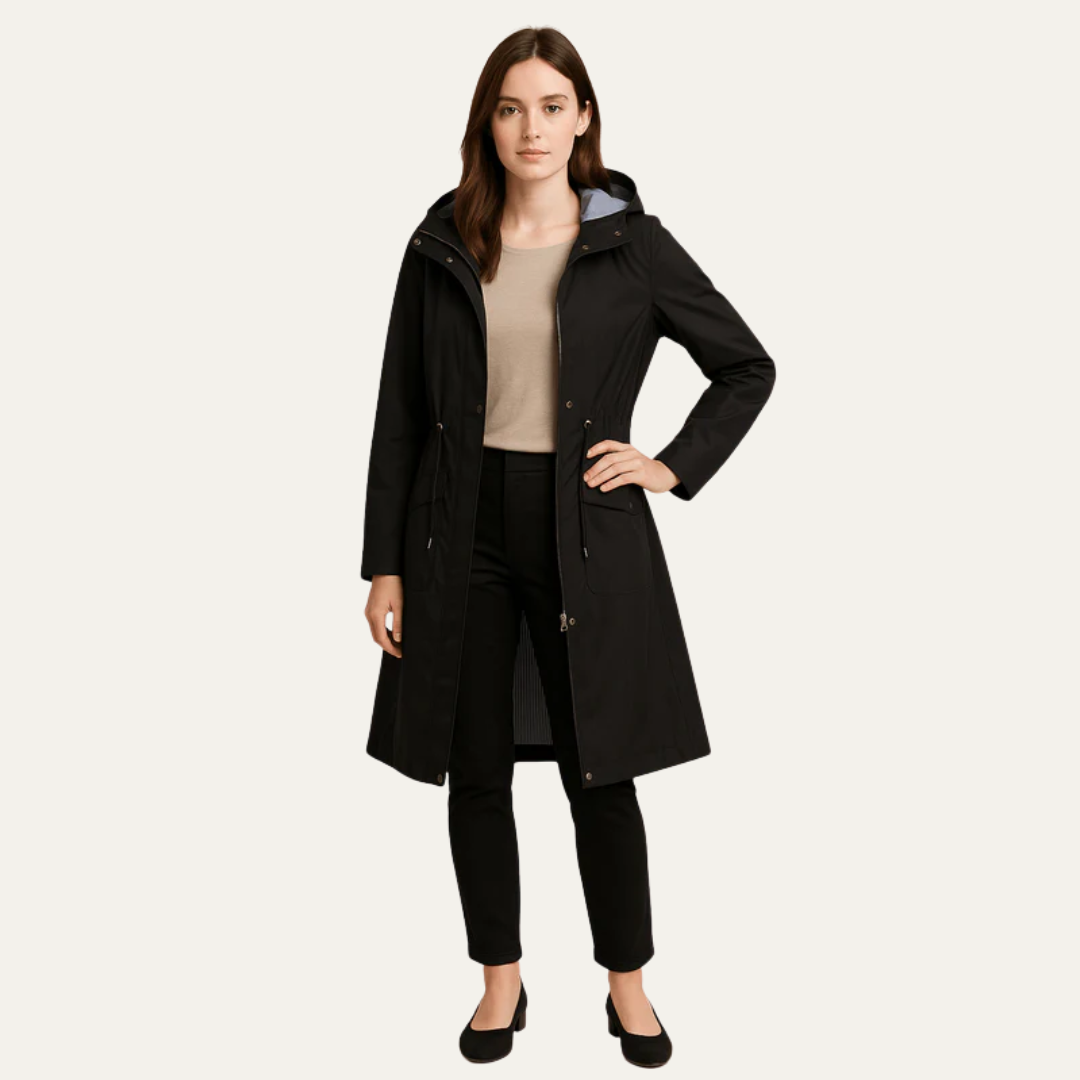 Ladies Adjustable Hooded Water Resistant Parka Jacket