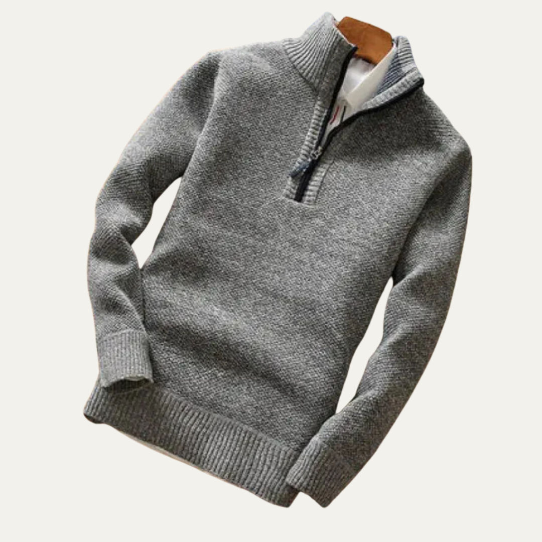 Classic Men's Crew Neck Quarter Zip Jumper