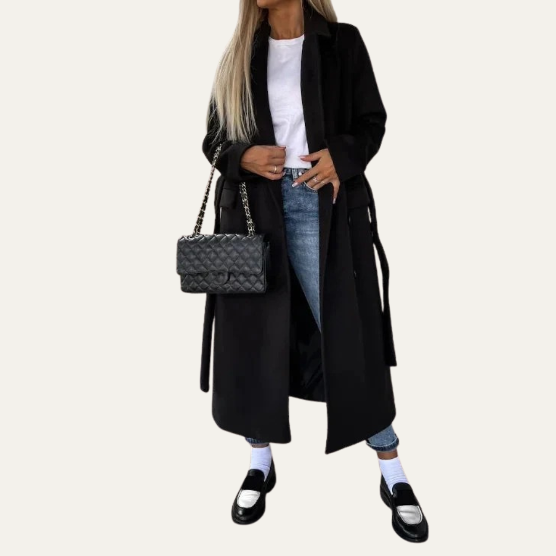 Classic Fit Women's Coat with Notched Collar
