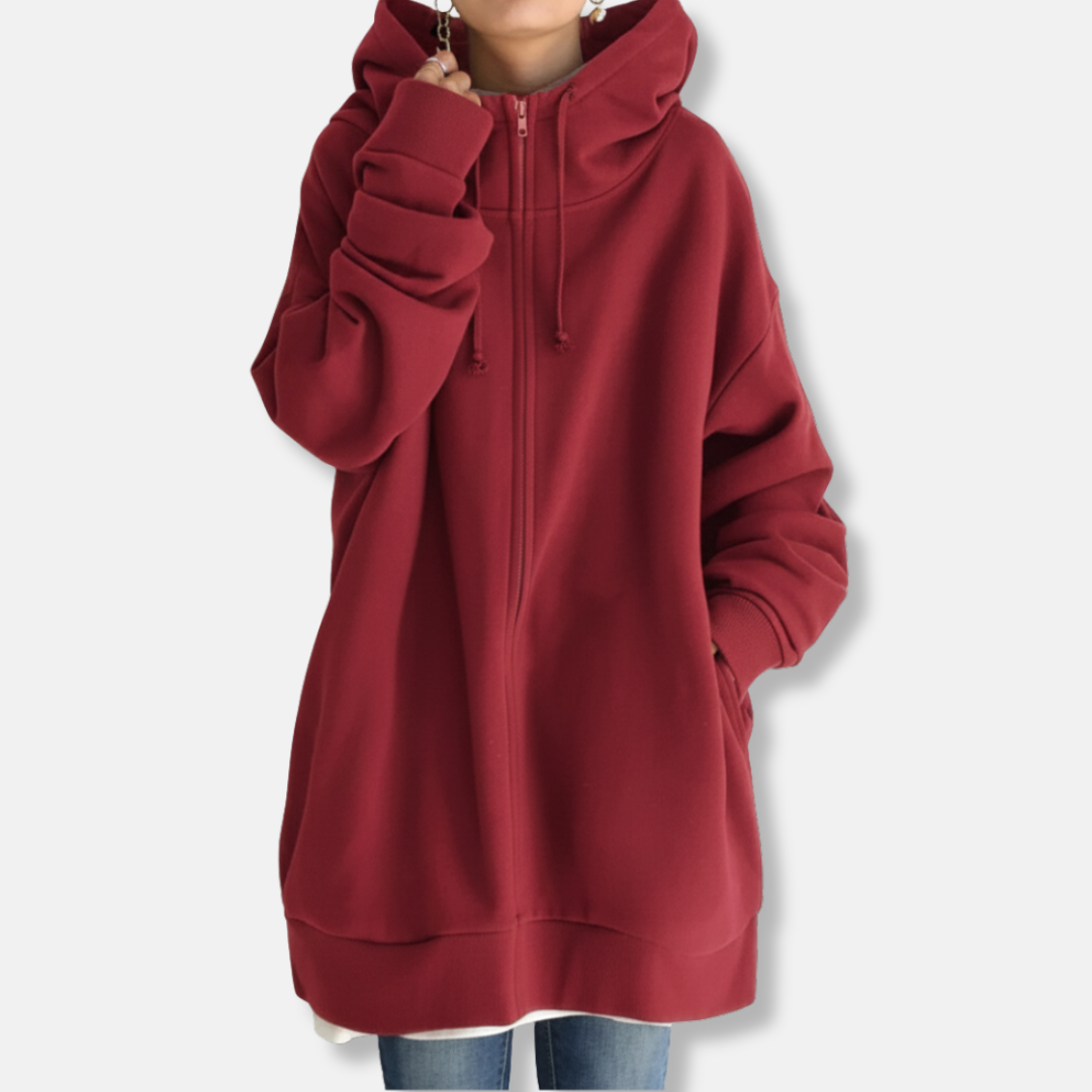 Relaxed Fit Women's Zip Up Hooded Sweatshirt