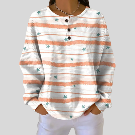 Colorful Striped Star Knit Sweater - OutfitLondon