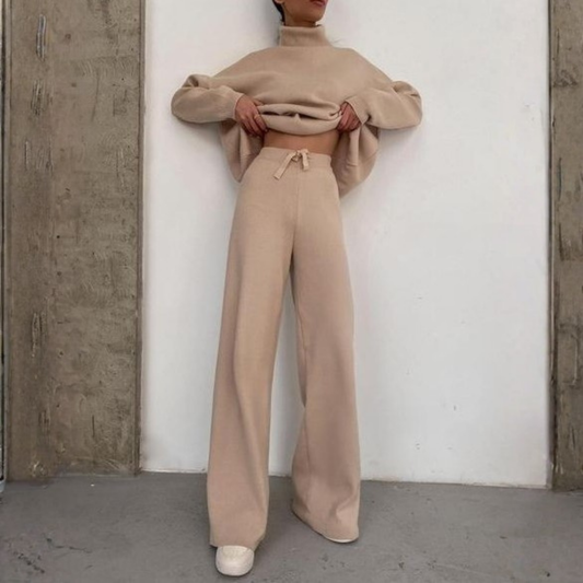 Soft Long Sleeve Turtleneck Sweater and Pant Set - OutfitLondon