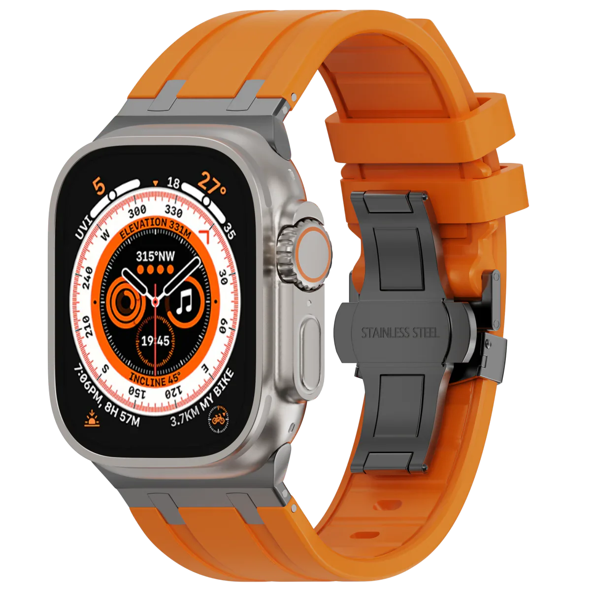 Flexible Rubber Apple Watch Strap With Silver Buckle