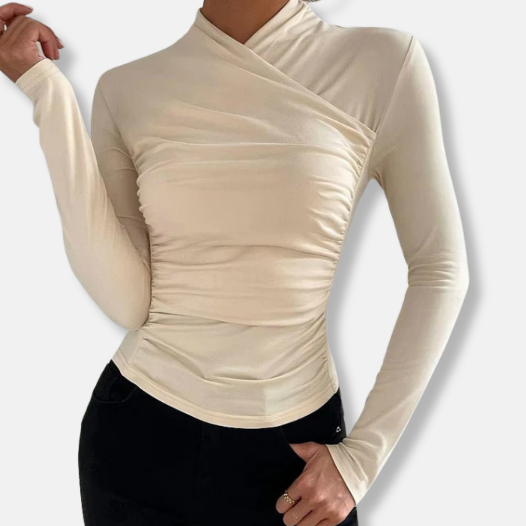 Comfortable Ruffled Neck Long Sleeve Women's Blouse