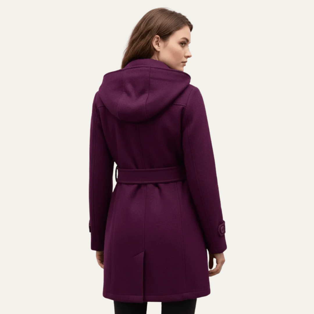 Warm Women's Hooded Wool Trench Coat
