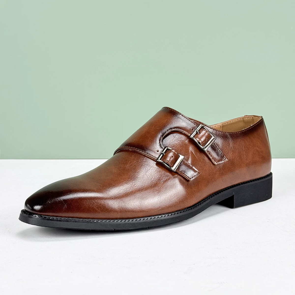 Classic Italian Leather Double Strap Dress Shoes
