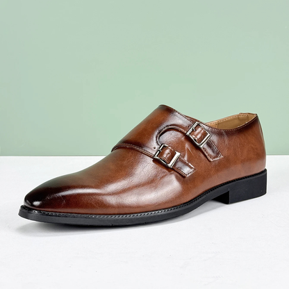 Classic Italian Leather Double Strap Dress Shoes