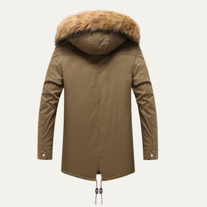Warm Men's Faux Fur Lined Parka Jacket Coat