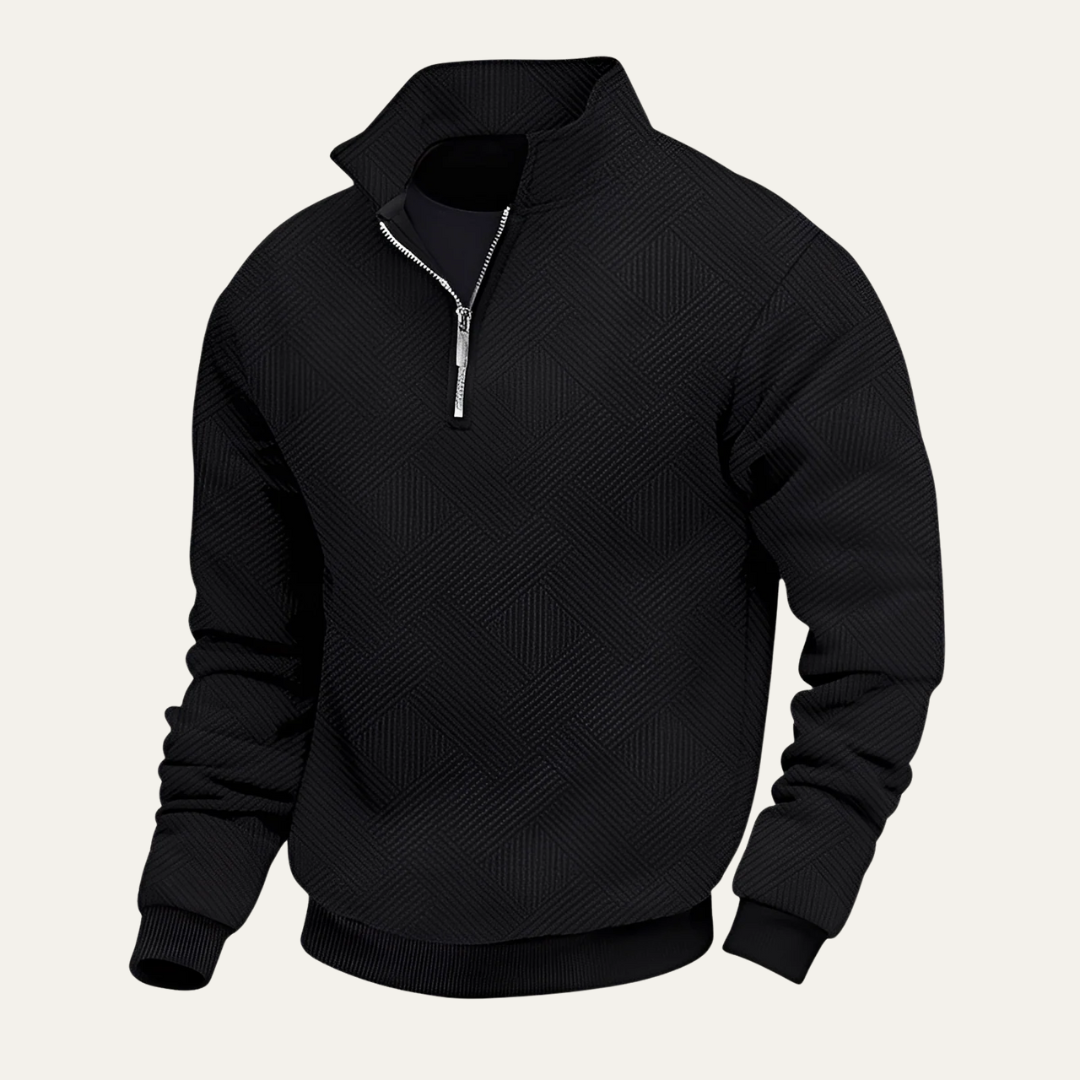 Men's Patterned Fleece Quarter Zip Sweater