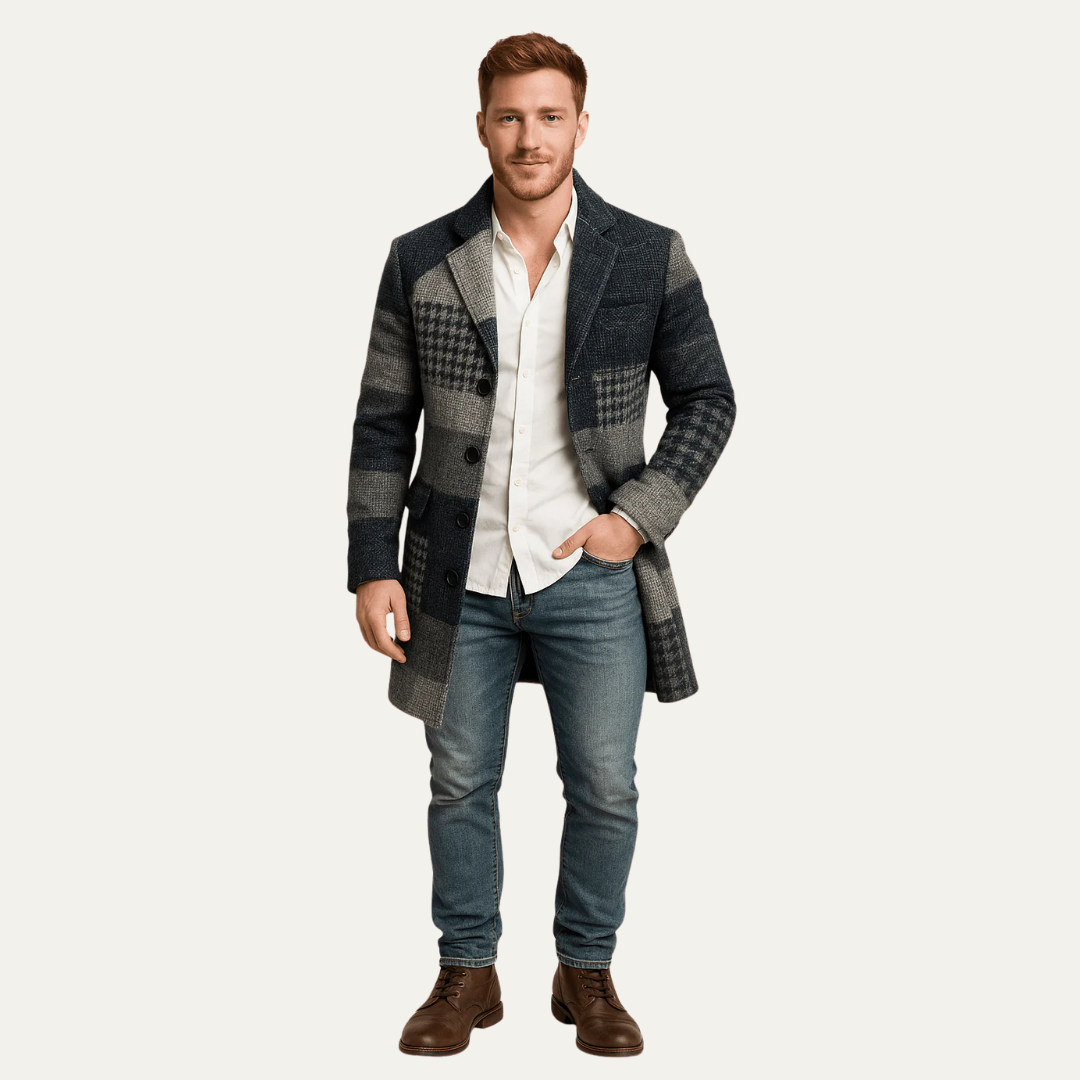 Classic Fit Plaid Overcoat - OutfitLondon