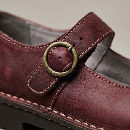 Classic Low Heel Leather Flat Shoes for Women