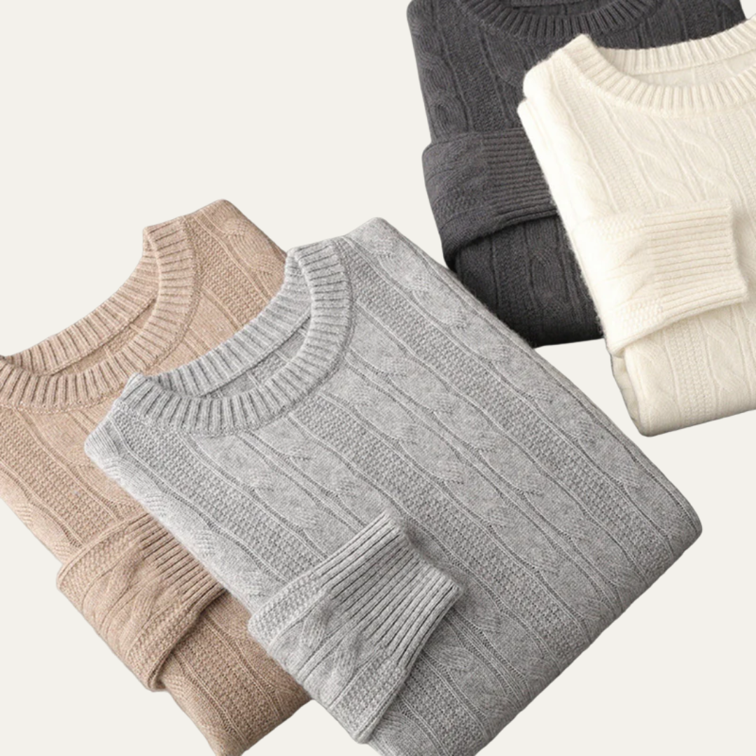 Warm Traditional Knit Crew Neck Sweater