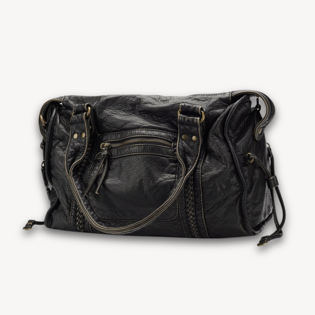 Elegant Black Genuine Leather Tote Bag
