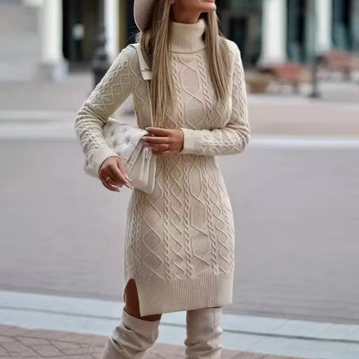 Warm Women's Long Sleeve Winter Knit Dress
