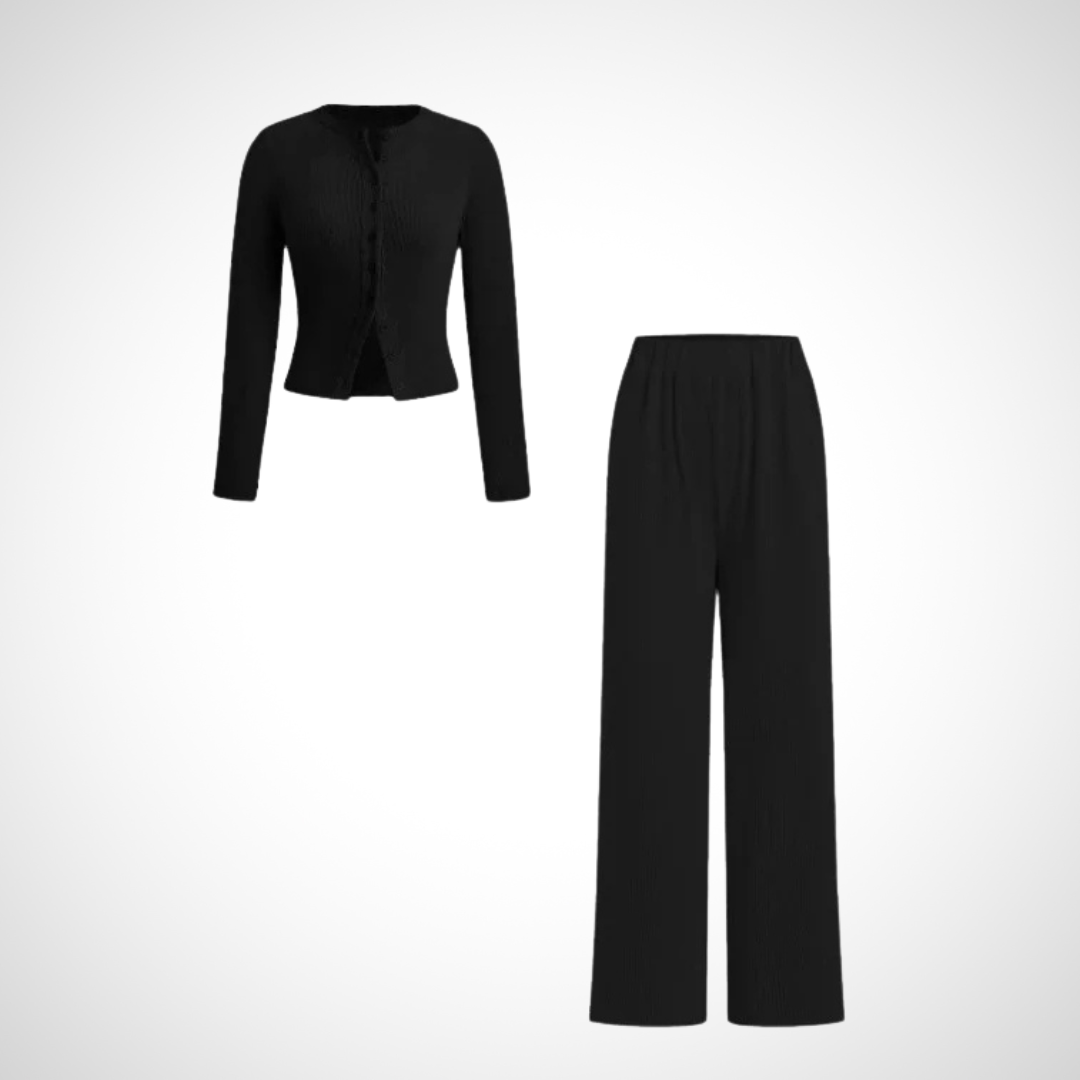 Cozy Button Front Lounge Wear Set for Women