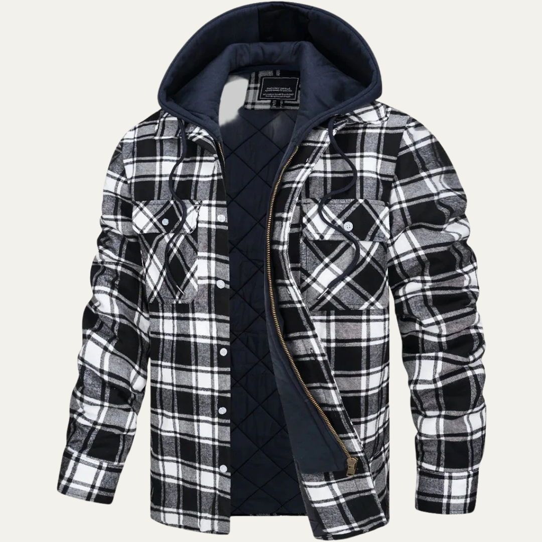 Warm Plaid Hooded Jacket for Men