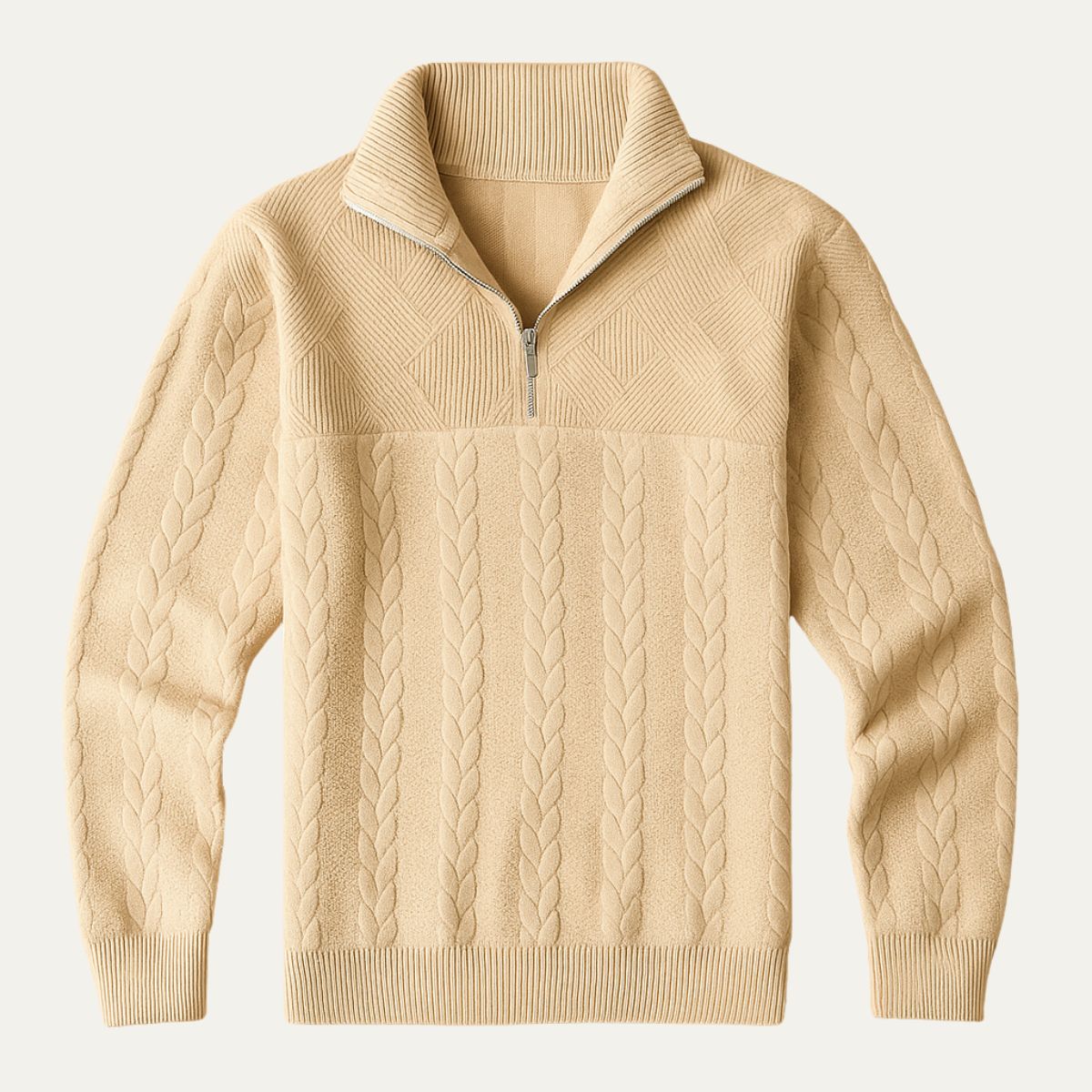 Classic Crew Neck Men's Cable Knit Sweater - OutfitLondon