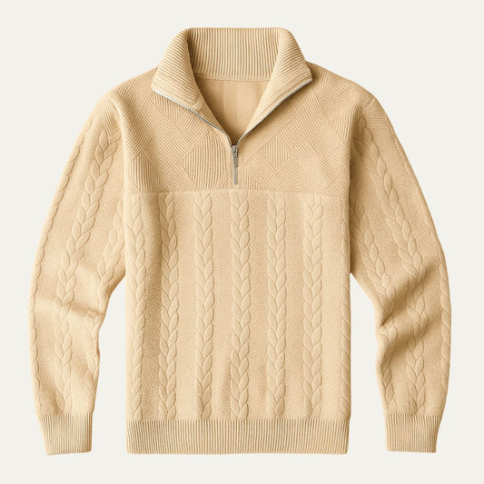 Classic Crew Neck Men's Cable Knit Sweater - OutfitLondon