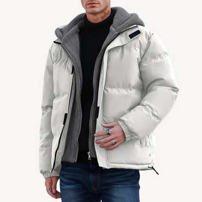 Warm Fleece Lined Puffer Coat for Men