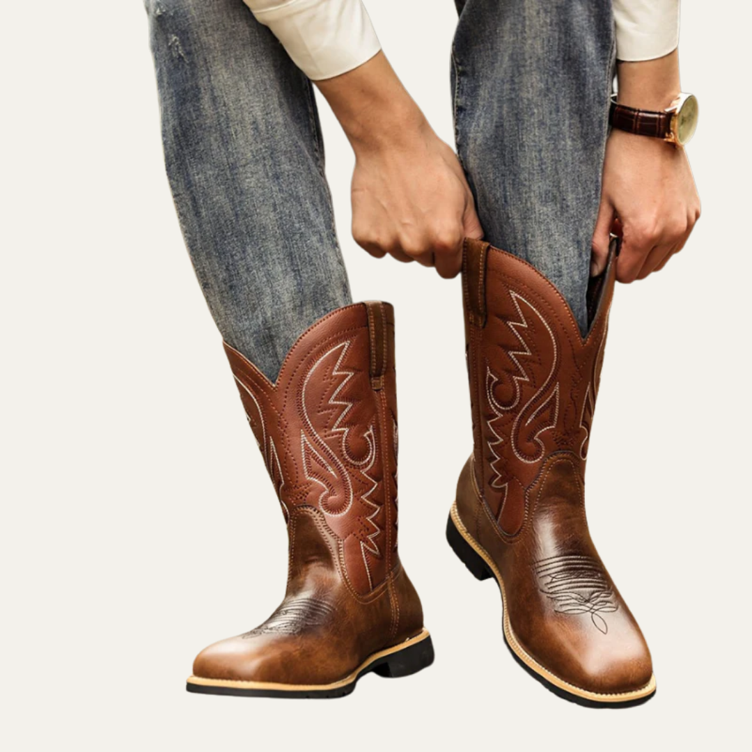 Rugged Tall Cowboy Riding Boots for Men