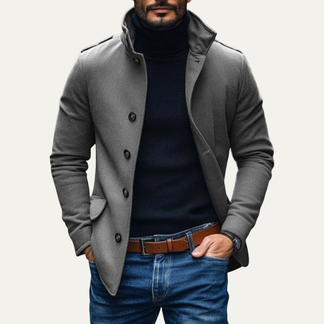 Classic Fit Wool Pea Coat for Men