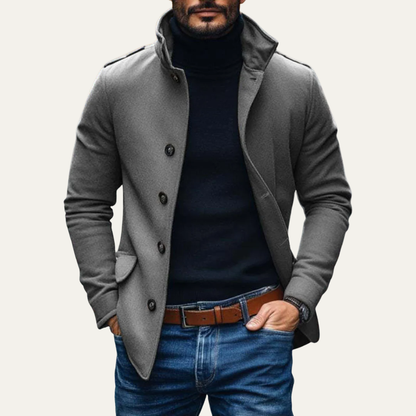 Classic Fit Wool Pea Coat for Men