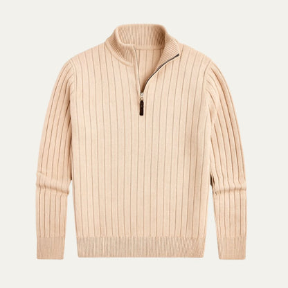 Men's Textured Quarter Zip Crew Neck Sweater