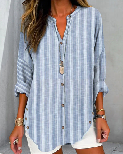 Relaxed Fit Women's Long Sleeve Casual Button Down Shirt