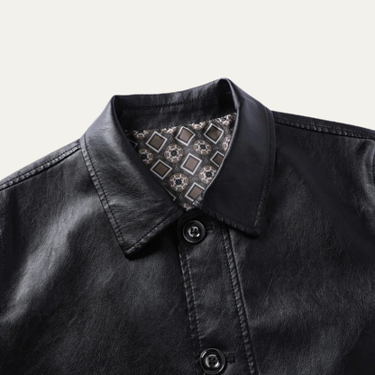 Classic Mens Leather Bomber Winter Coat
