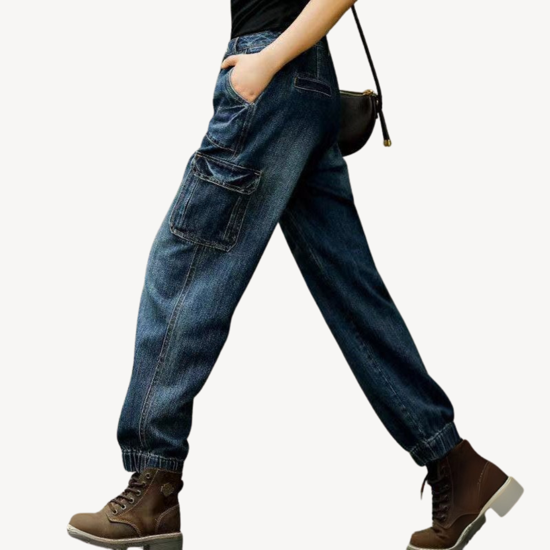 Ladies' Relaxed Fit Cargo Jeans Pants
