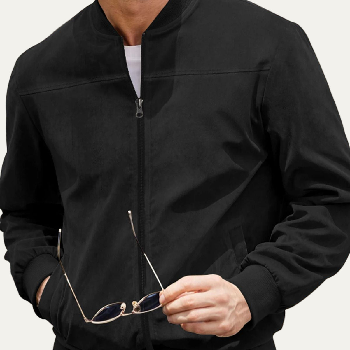 Men's Stylish Faux Suede Bomber Coat