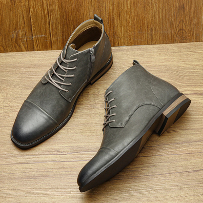Stylish Men's Leather Zip Up Ankle Boots