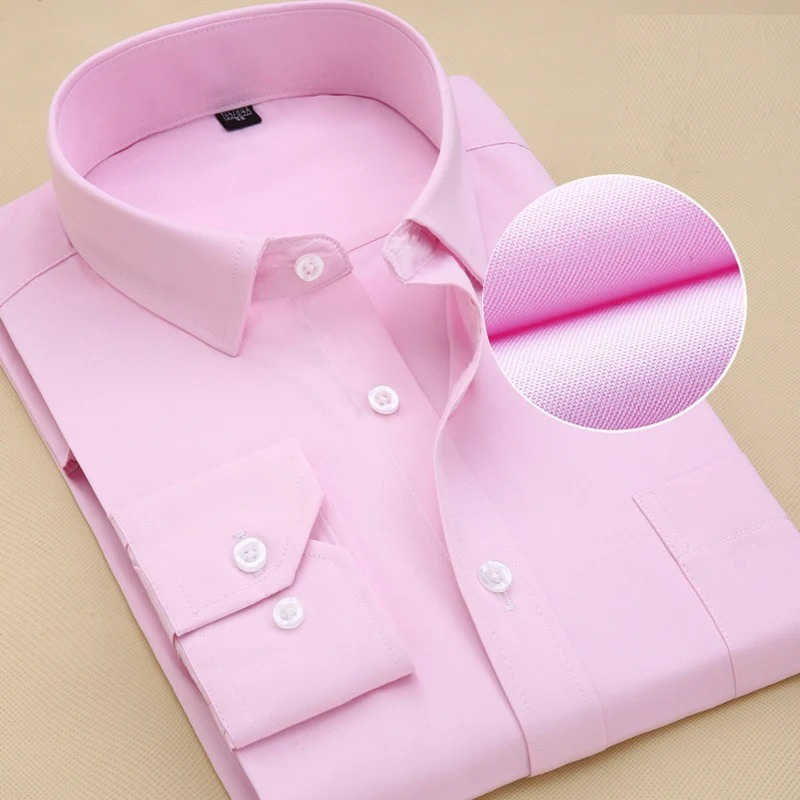 Simple Relaxed Fit Mens Long Sleeve Dress Shirt