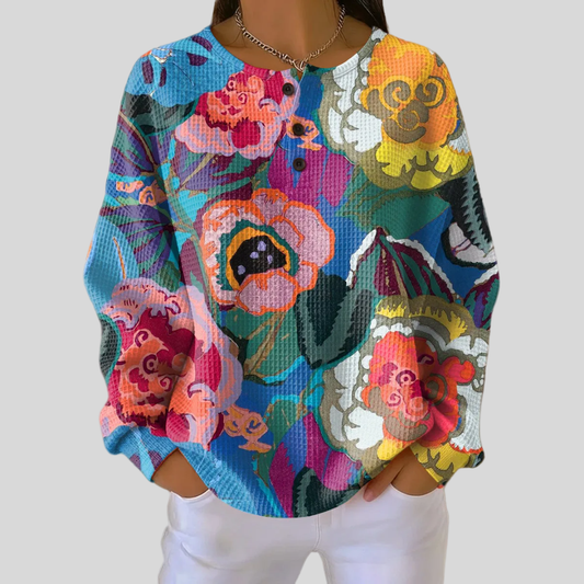 Vibrant Floral Crew Neck Sweater - OutfitLondon